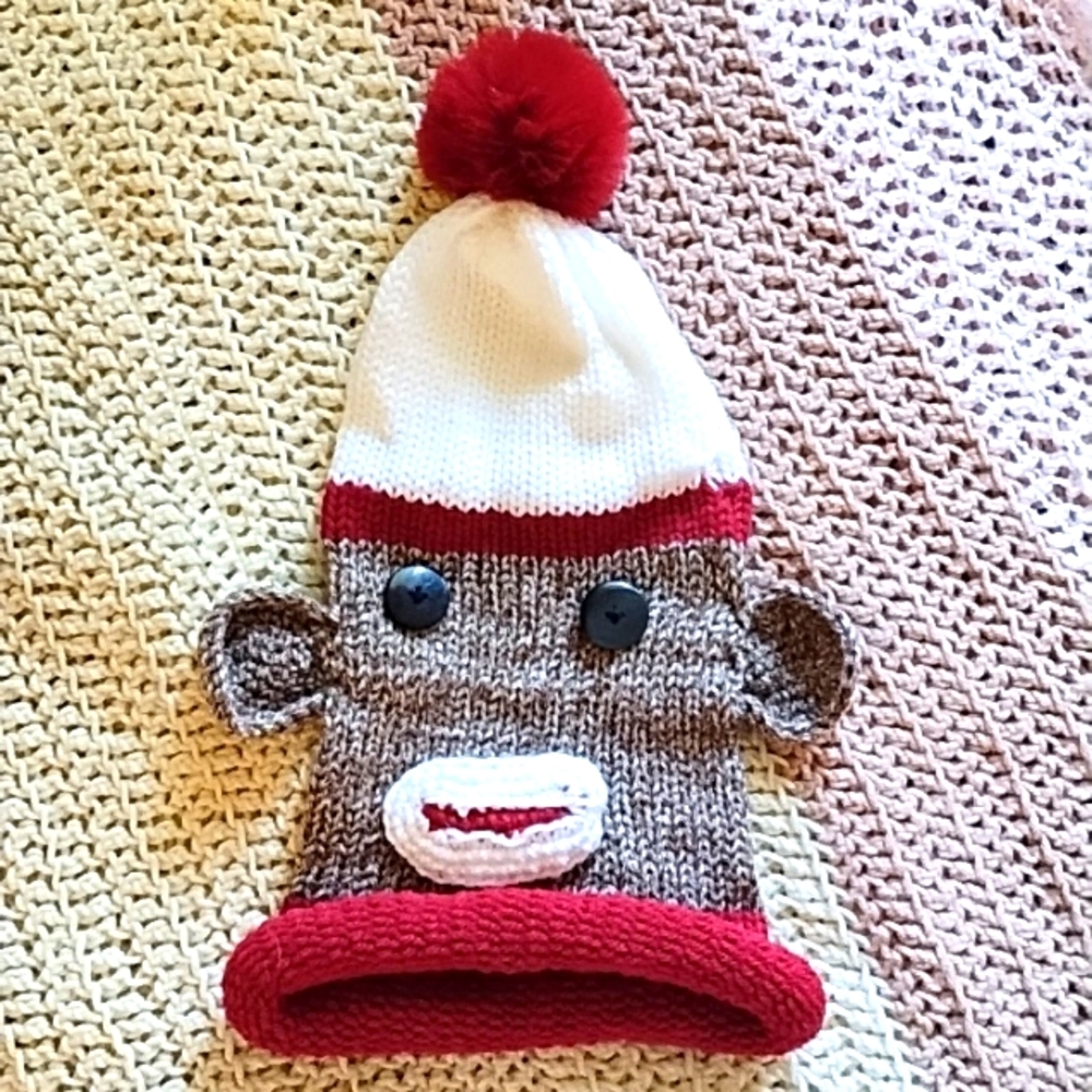 Adults Sock Monkey Hat crochet handmade Man Women Boys Girls Long 1